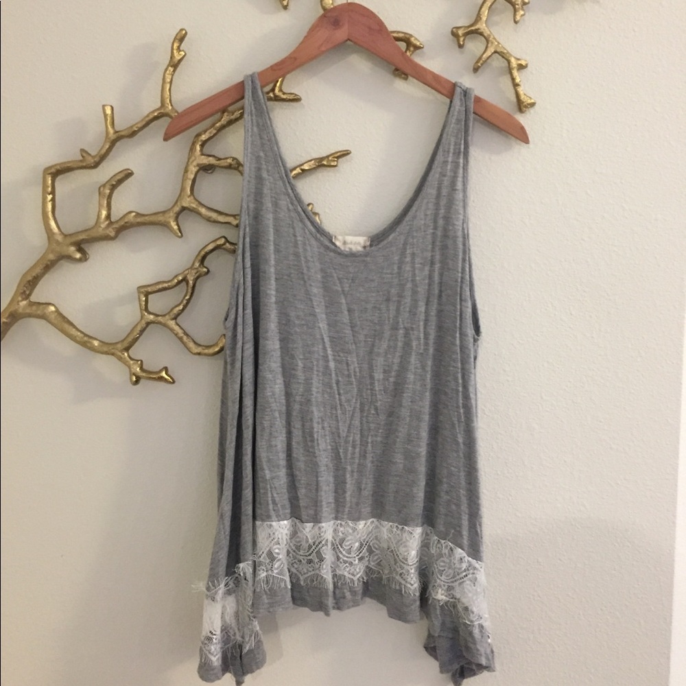 Heather Gray & Lace Cotton Top